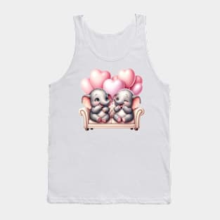 Valentine Elephant Couple Sitting Sofa Tank Top